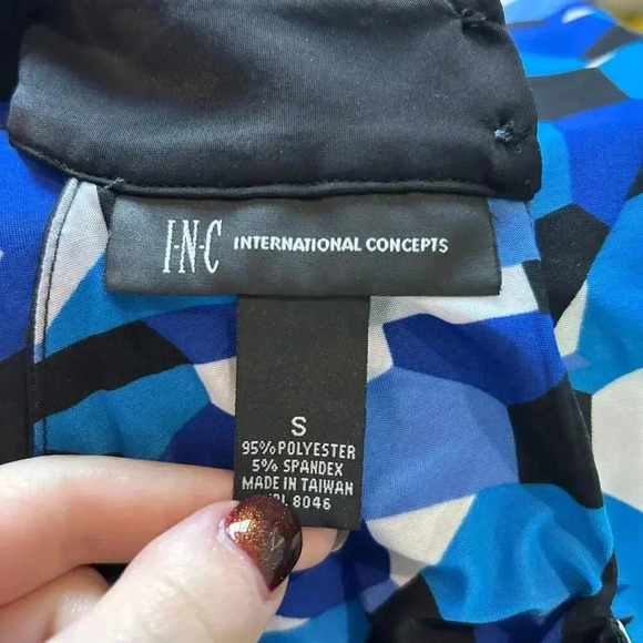 INC International Concepts Womens Blue & Black Trim Halter Blouse Top Size S - Picture 4 of 4